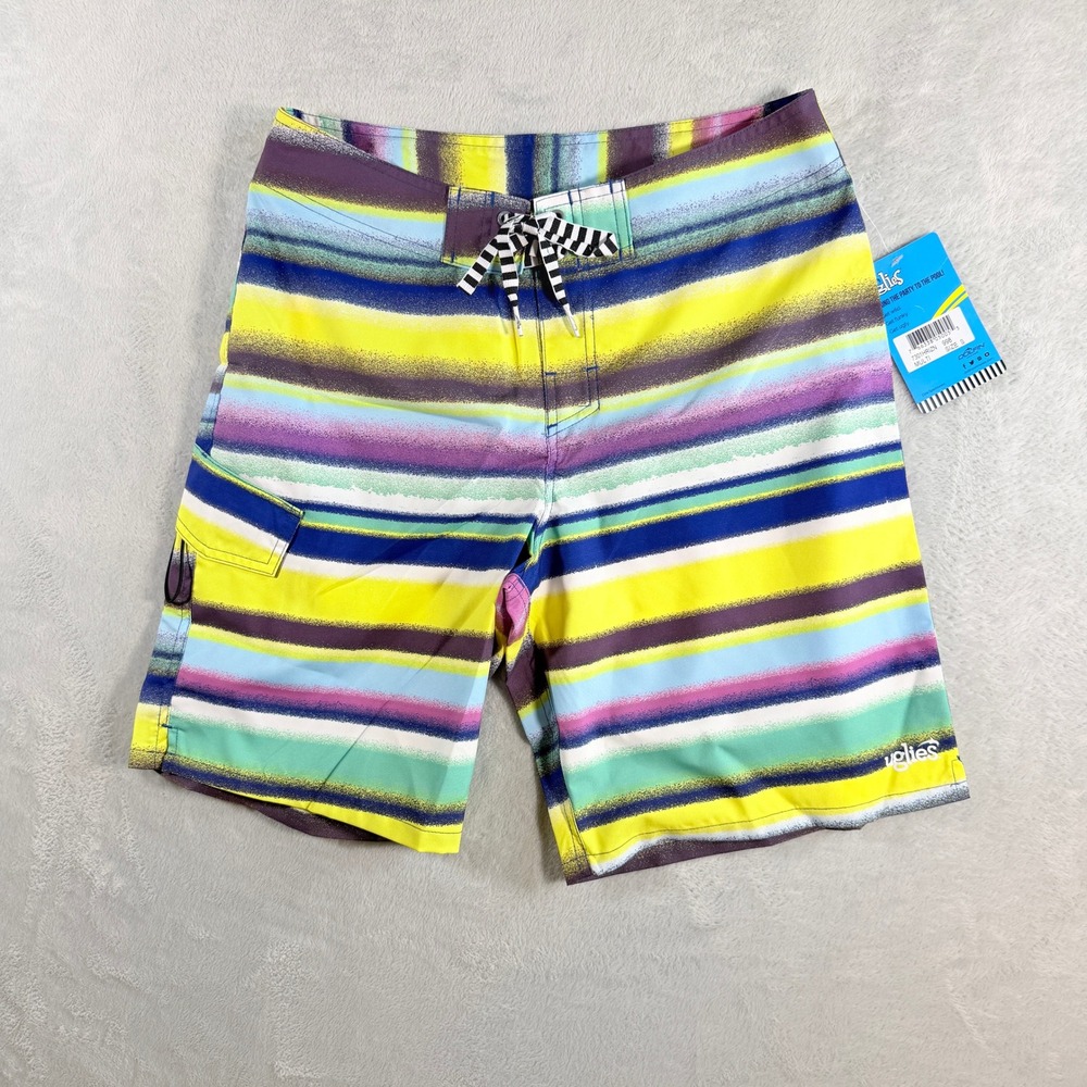 Dolfin Uglies‎ Men Board Shorts Horizon Multi Color Stripe Swim Trunks Size S